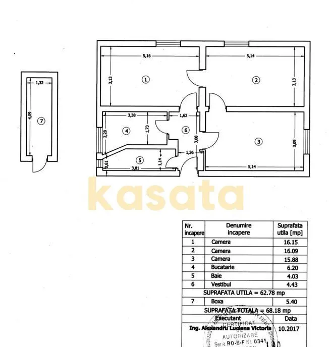3 camere I parter I 64 utili I boxa I Ceaikovski