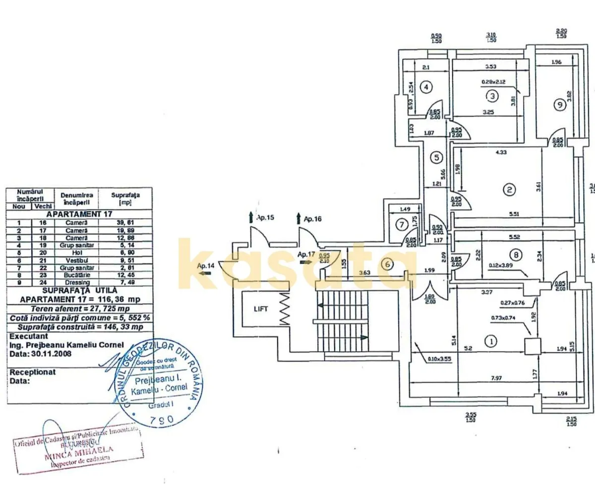 Baneasa apartament 3 camere bloc 2008 parcare