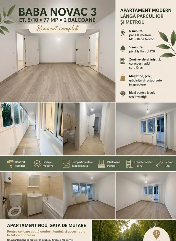 Dristor Baba Novac 3 camere 2 balcoane