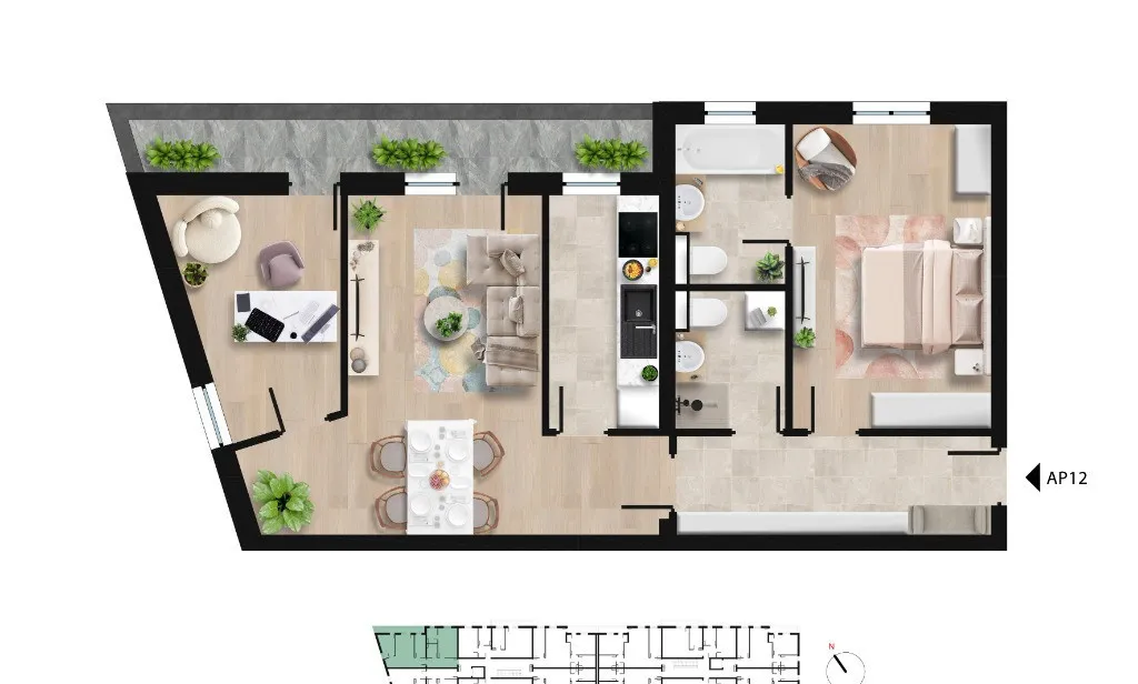 Apartament 2 camere cu balcon spatios langa Lacul Morii