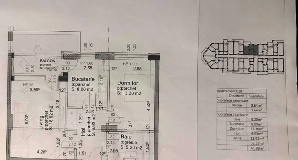 Apartament 2 Camere Decomandat 62 mp total