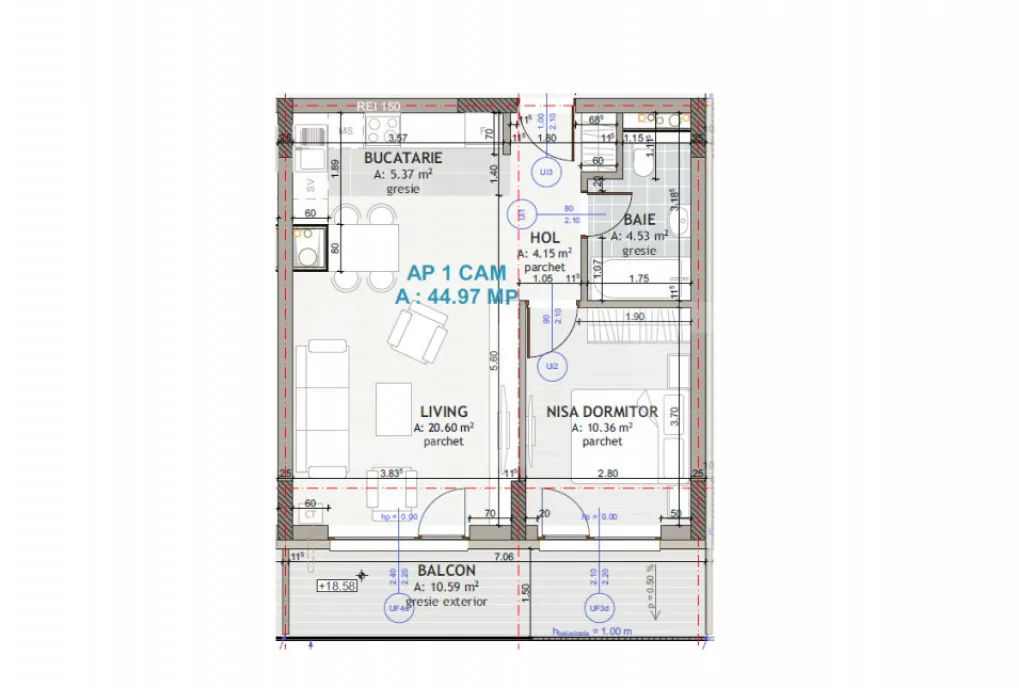 Apartament lux 2 camere 45 mp terasa 10 50 mp etaj interme