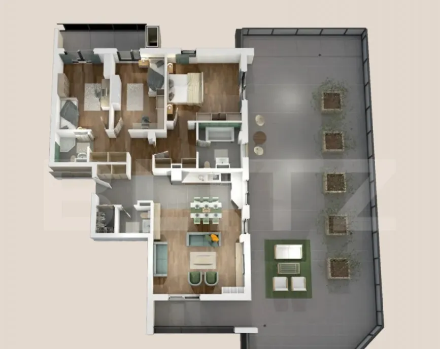 Penthouse 4 camere 118mp 152mp terasa zona Vivo
