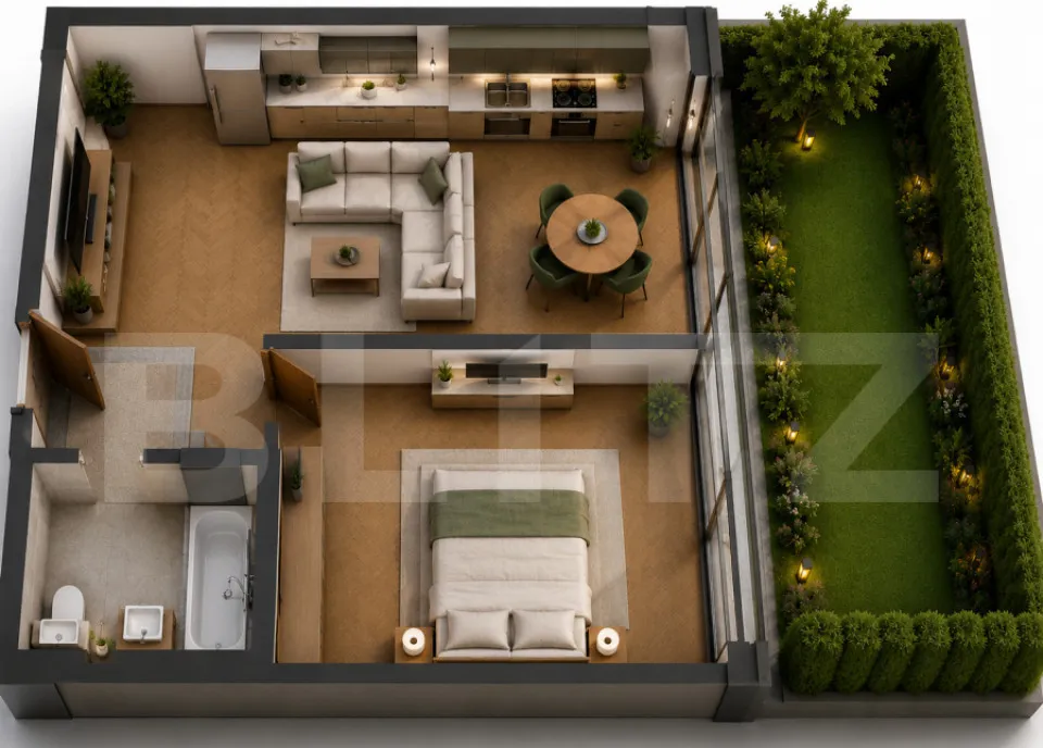 Apartament 2 camere 43mp gradina in Apahida