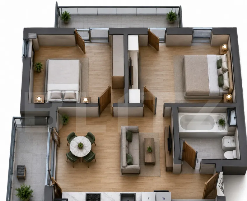 Apartament modern semifinisat cu 3 camere in Apahida