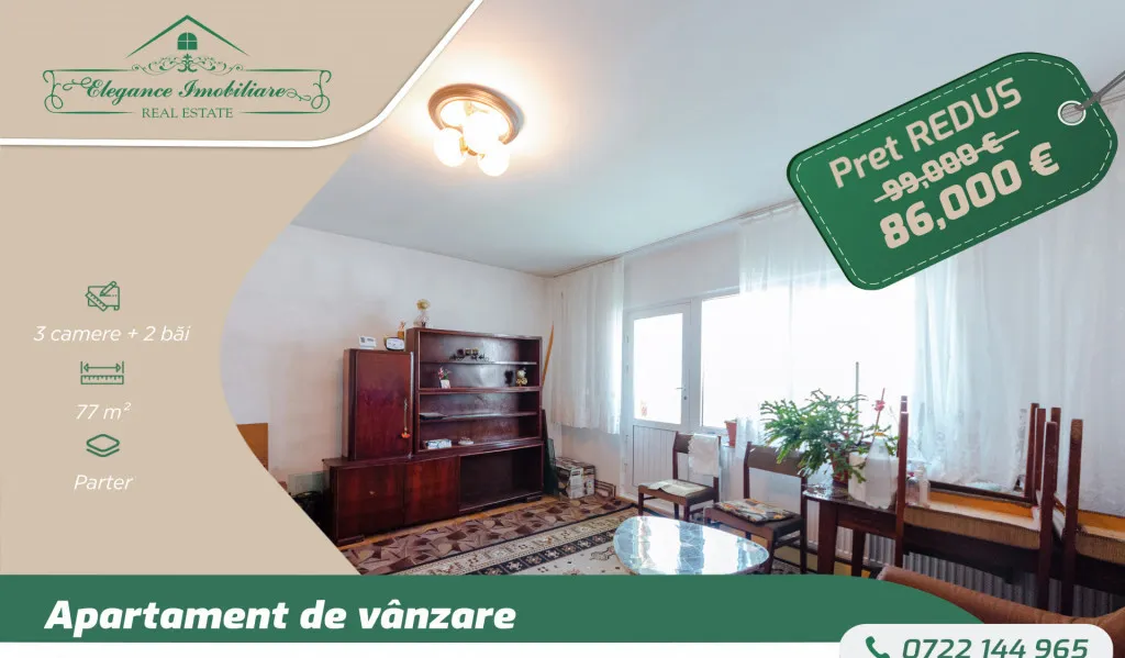 Apartament 3 camere cu centrala proprie zona 100 Micalaca