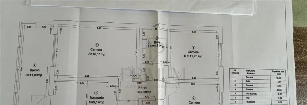Mircea cel batran 3 camere 2 bai debara balcon cen