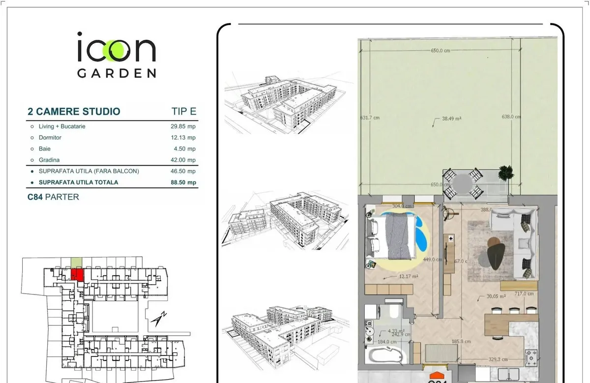 Calea Mosilor apartament 2 camere gradina finalizat gata de mutare