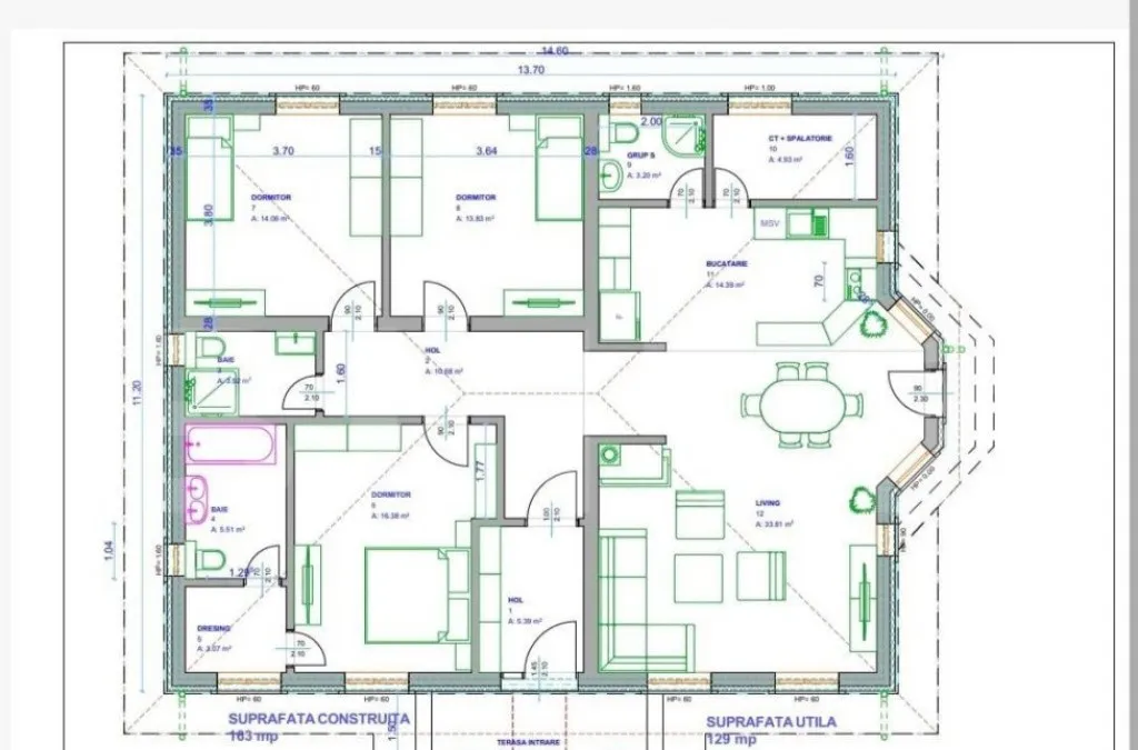 Casa 129mp utili 500 mp incalzire in pardoseala Sanpetru