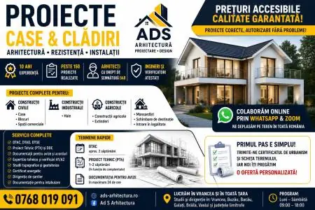 Proiecte Case, DTAC, Proiect Tehnic, Arhitect și Rezistență | Vrancea & România