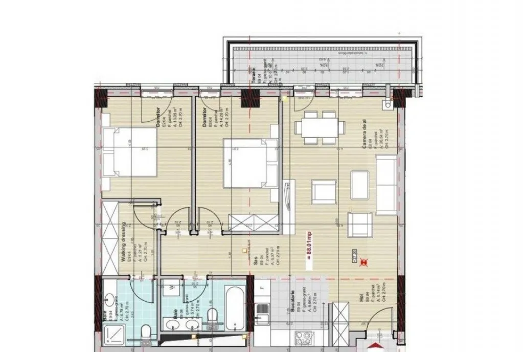 Apartament la cheie 3 camere 88 mp utili terasa panoram