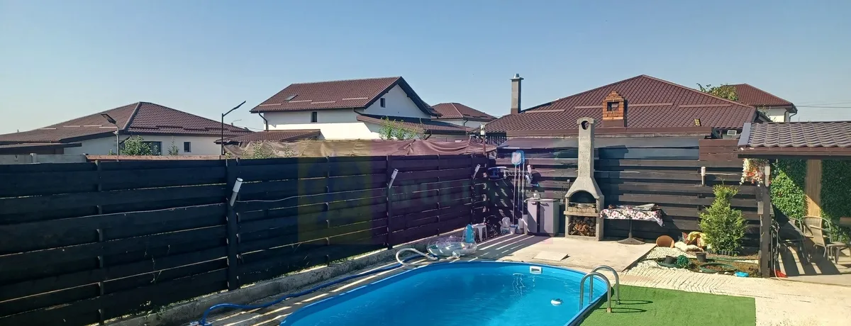 Casa noua Sabareni terasa piscina foisor barbeque curte 440 mp