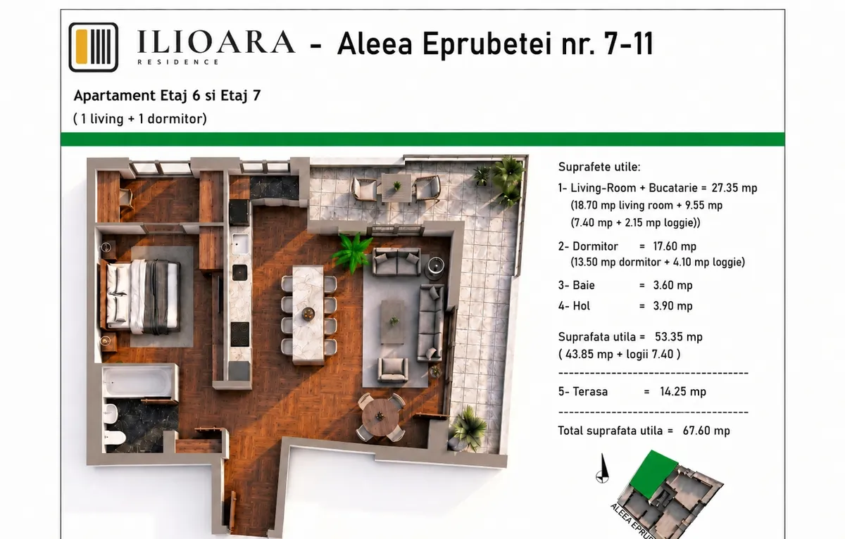 Ilioara 2 camere 67 mp 500 m metrou Nicolae Grigorescu Park Lake
