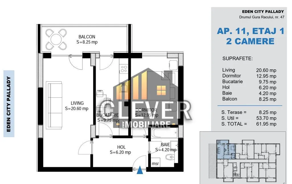 Apartament 2 Camere Decomandat 62 mp Pallady metrou