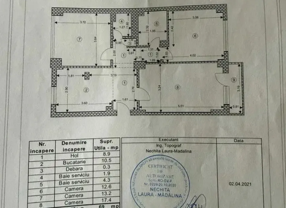 Racadau 3 camere etaj 1