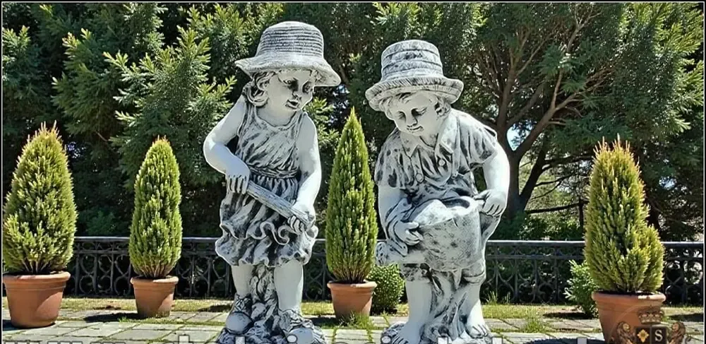 Set doua statuete gradinari gri model S92