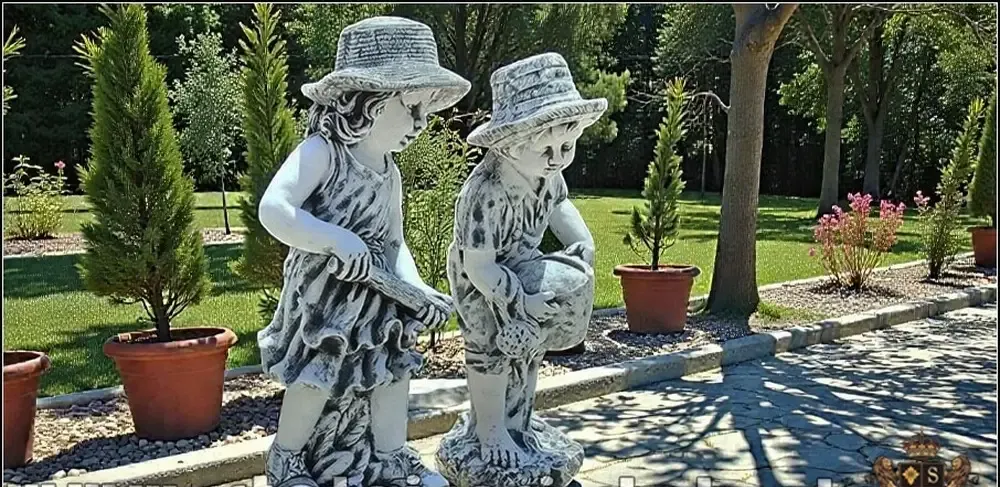 Set doua statuete gradinari gri model S92