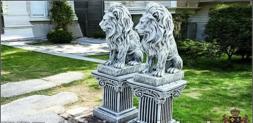 Set statuete leu cu socluri gri model S46-S64