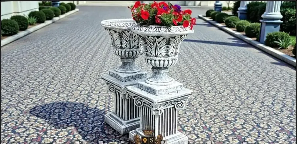 Set soclu cu vaza gri patinat model S64-V3