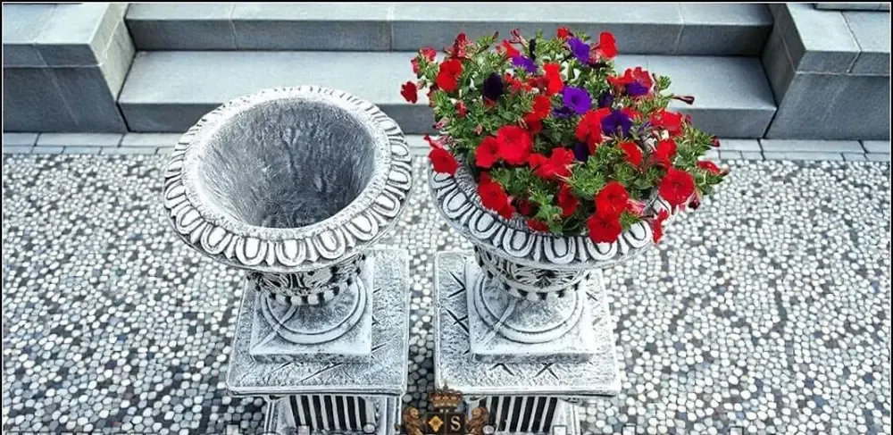 Set soclu cu vaza gri patinat model S64-V3