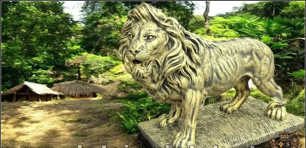 Statueta leu mare in picioare auriu model S33