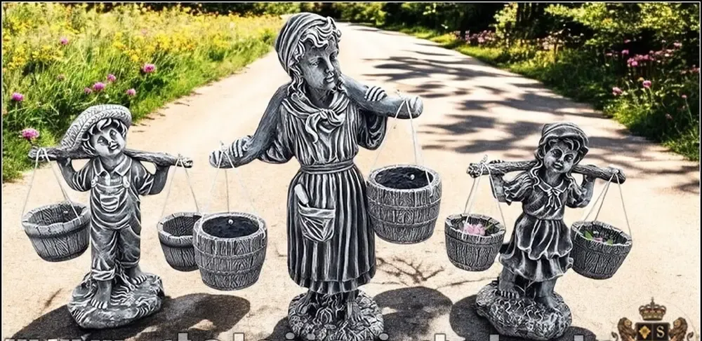 Mama si copii cu galetuse gri patinat model S65