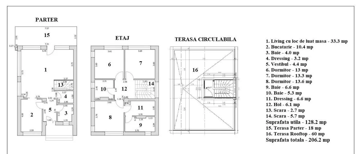 Tunari 5 min scoala Americana casa 4 camere nou