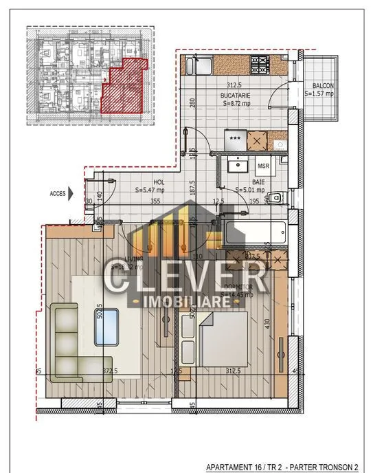 Apartament 2 Camere decomandat finalizat 0 Comision m