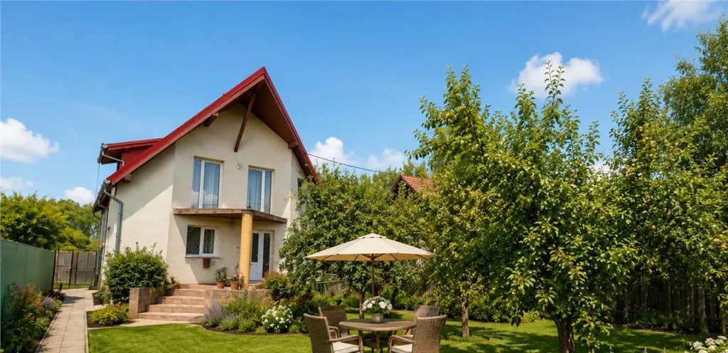Casa cu 6 camere 600 mp teren pomi fructiferi toate utili