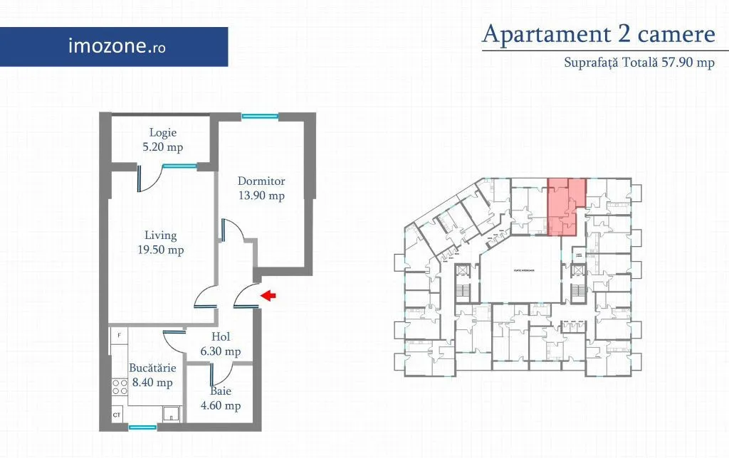 Apartament 2 Camere 57 9 mp Bloc Nou Metrou Pacii /