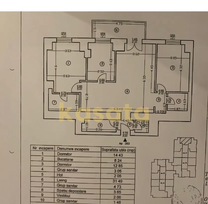 Nord Apartament de vanzare 3 Camere Zona de Nord Complex Upground