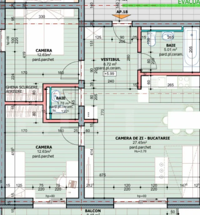 Apartament Generos 3 Camere Zona Tudor 74 62 mp