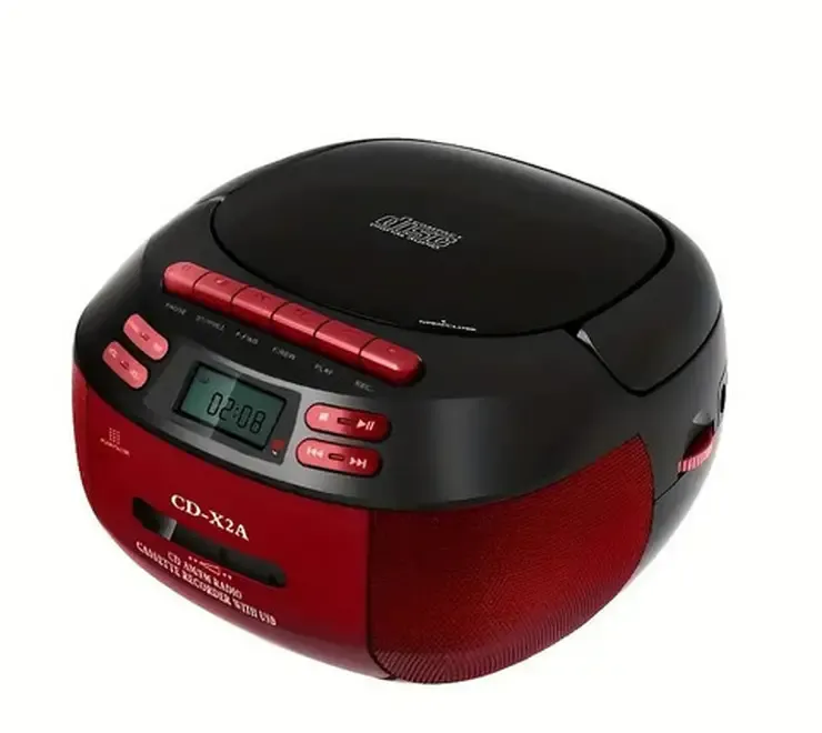 Radiocasetofon cu CD player 2 x 2 5 W rosu