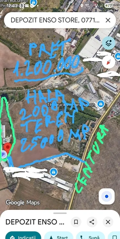 Teren la centura Pantelimon 25 000 mp constructii 3 500 mp hala etc