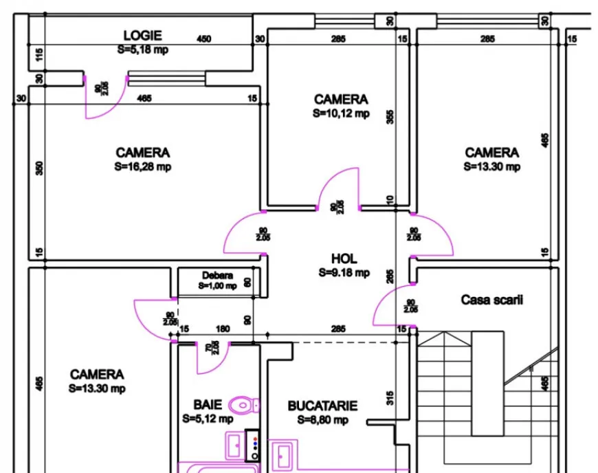 Apartament 3 camere 74 mp zona Manastur Cluj Napoca
