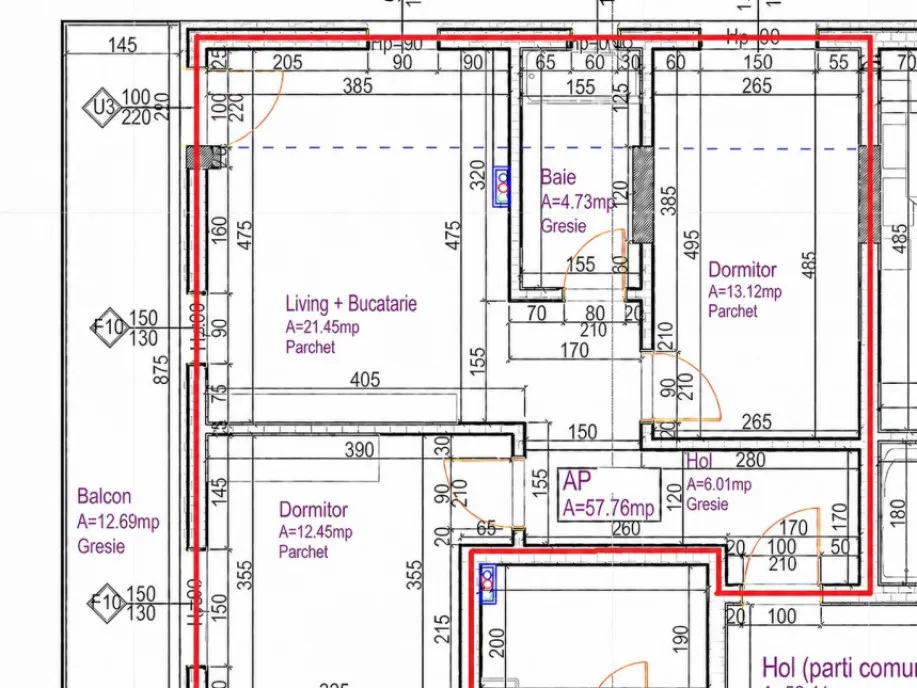 Apartament cu 3 Camere 57 8 mp Parcare Subterana zona Cale