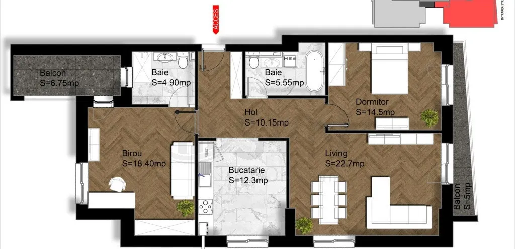 Sisesti l Apartament 3 camere l Bloc nou