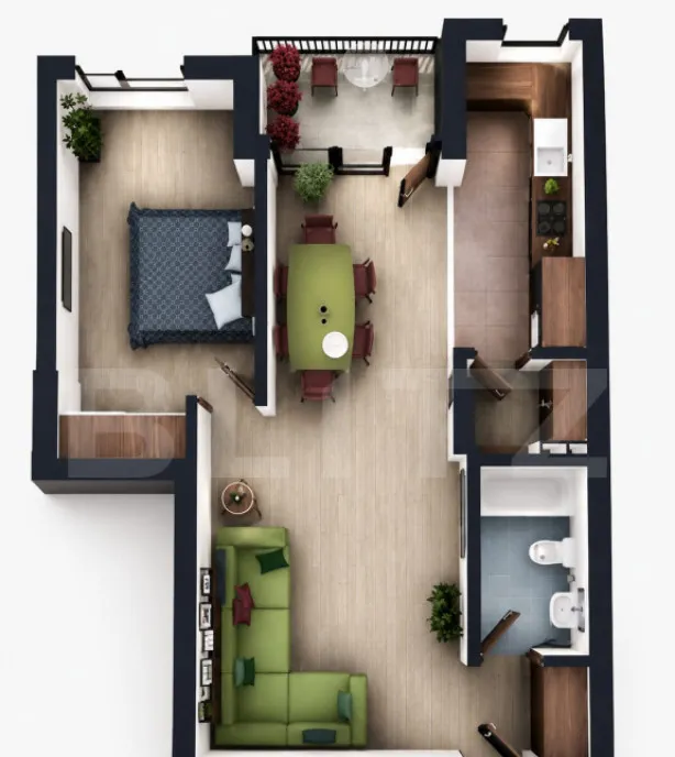 Apartament 2 camere 51 60 mp decomandat balcon cf parca