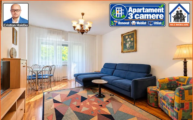 Apartament 3 camere 2 bai 3 balcoane Renovat Mobilat Utilat