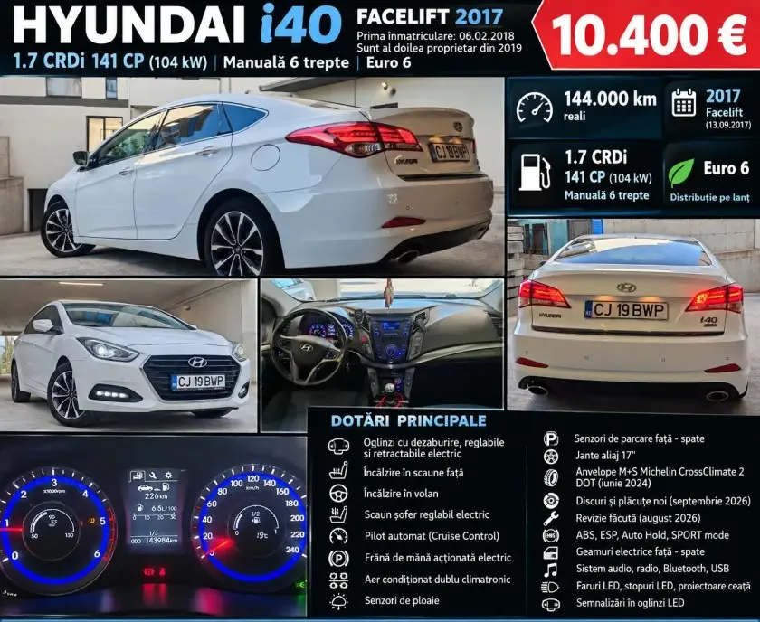 Hyundai i40 Facelift 2017 ndash 1 7 CRDi 141 CP ndash Euro 6 ndash 144 000 km reali 10 400 lei