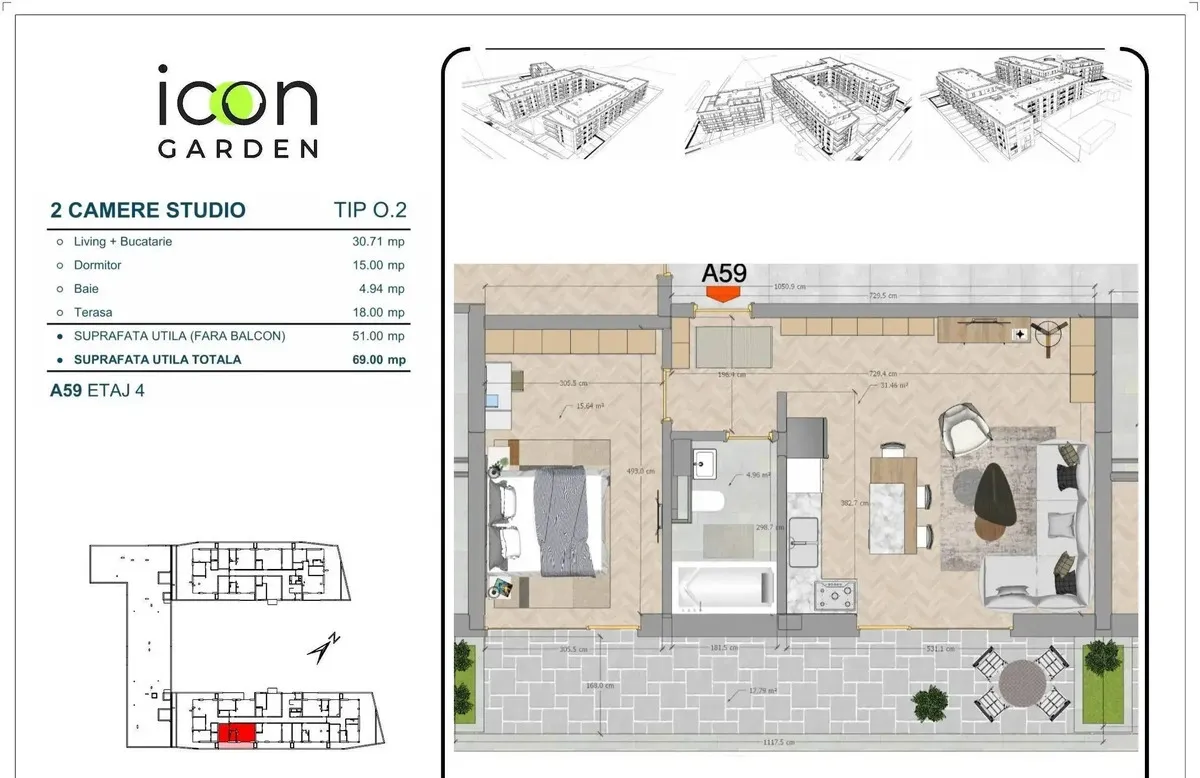 Zona Mosilor Icon Garden apartament 2 camere