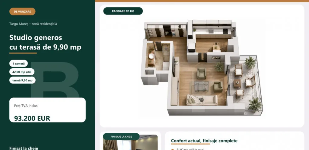 Studio Nou Cu Terasa 51 90 Mp Targu Mures