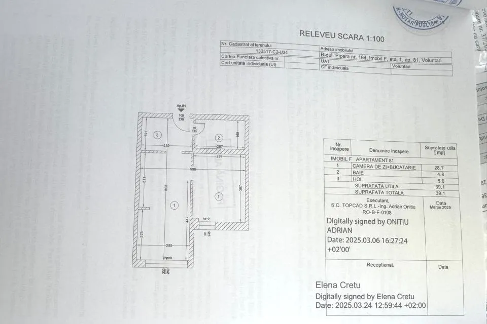 Pipera 2 camere bloc 2025 loc de parcare