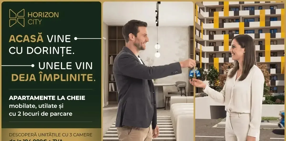 Pipera Horizon City 3 Camere Mobilier Inclus in Pret 2 Parcari Subterane Incluse