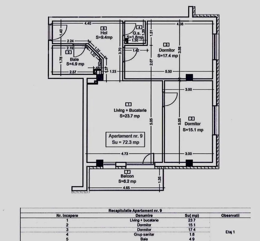Floresti Apartament 9 C3 3 camere Tautului Residence Parc Poligon Sub Cetate