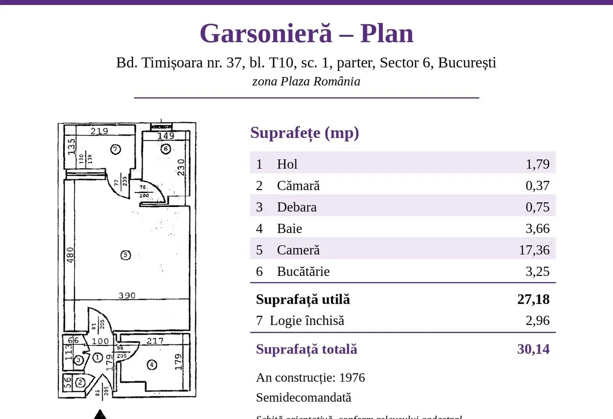 Timisoara Garsoniera cu balcon Plaza Romania