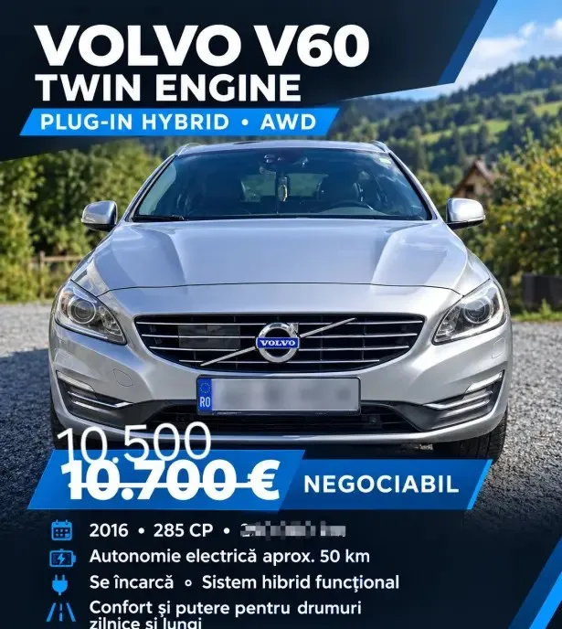 Volvo V60 D6 Twin Engine Plug-in Hybrid AWD 2016 285 CP Automat 10 500 eur