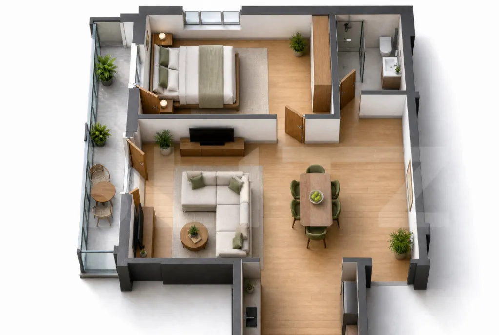 Apartament nou cu C F 2 camere 56 mp utili terasa Mar