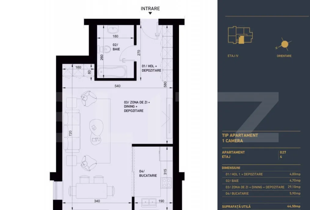 Apartament cu 1 camera Smart Home 44 5 mp Complex Rezide
