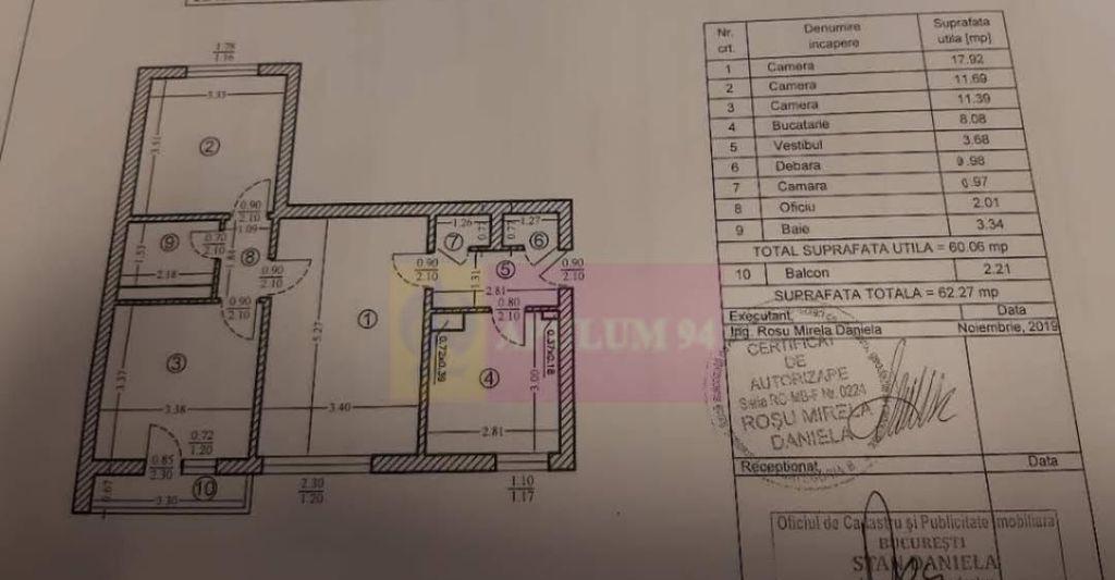Vanzare apartament cu 3 camere in zona Baba Novac metrou